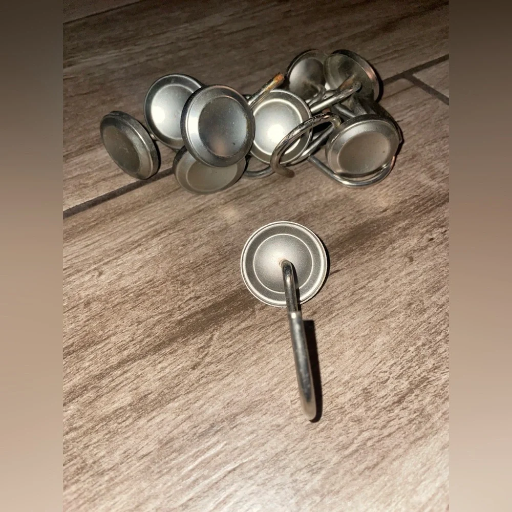 Set of 2 Silver Metal Shower Curtain Hooks